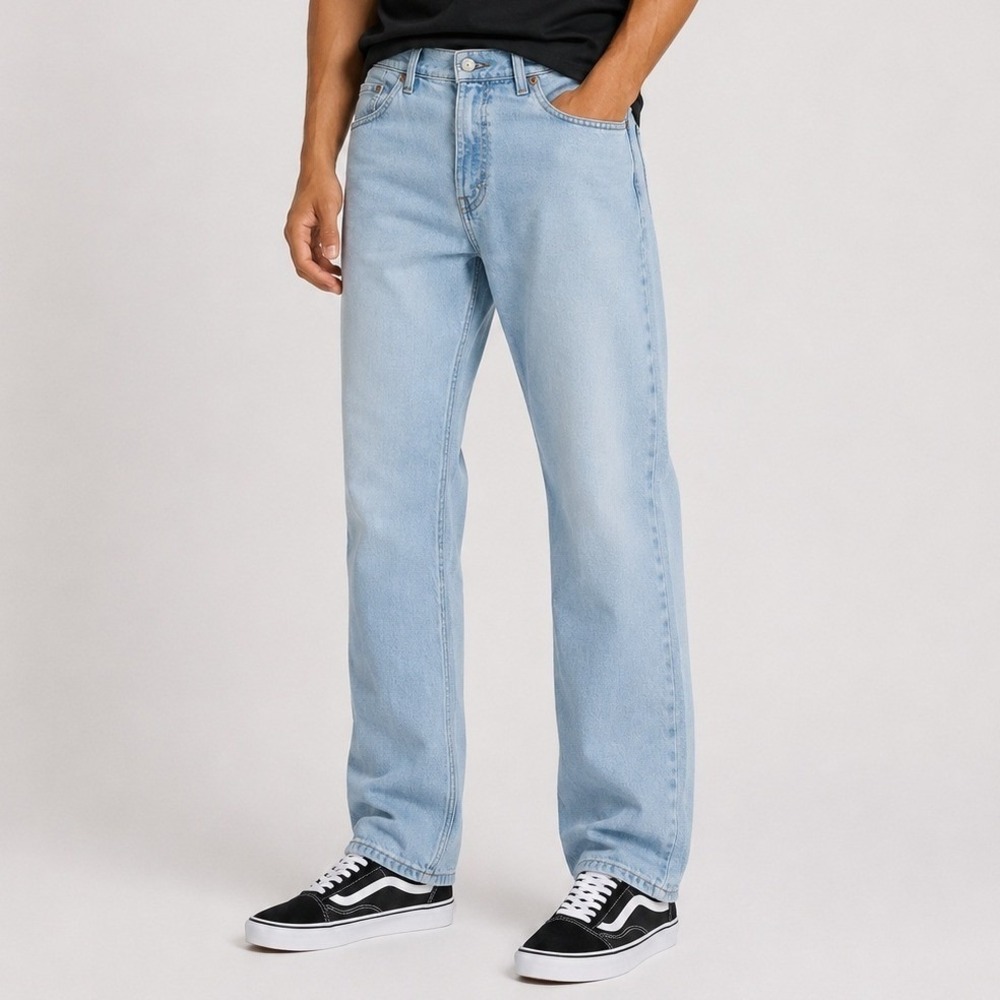 Levis 505 Regular Fit Mens Light Wash Blue Straight Leg Jeans W34 L32 Stretch